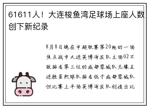 61611人！大连梭鱼湾足球场上座人数创下新纪录